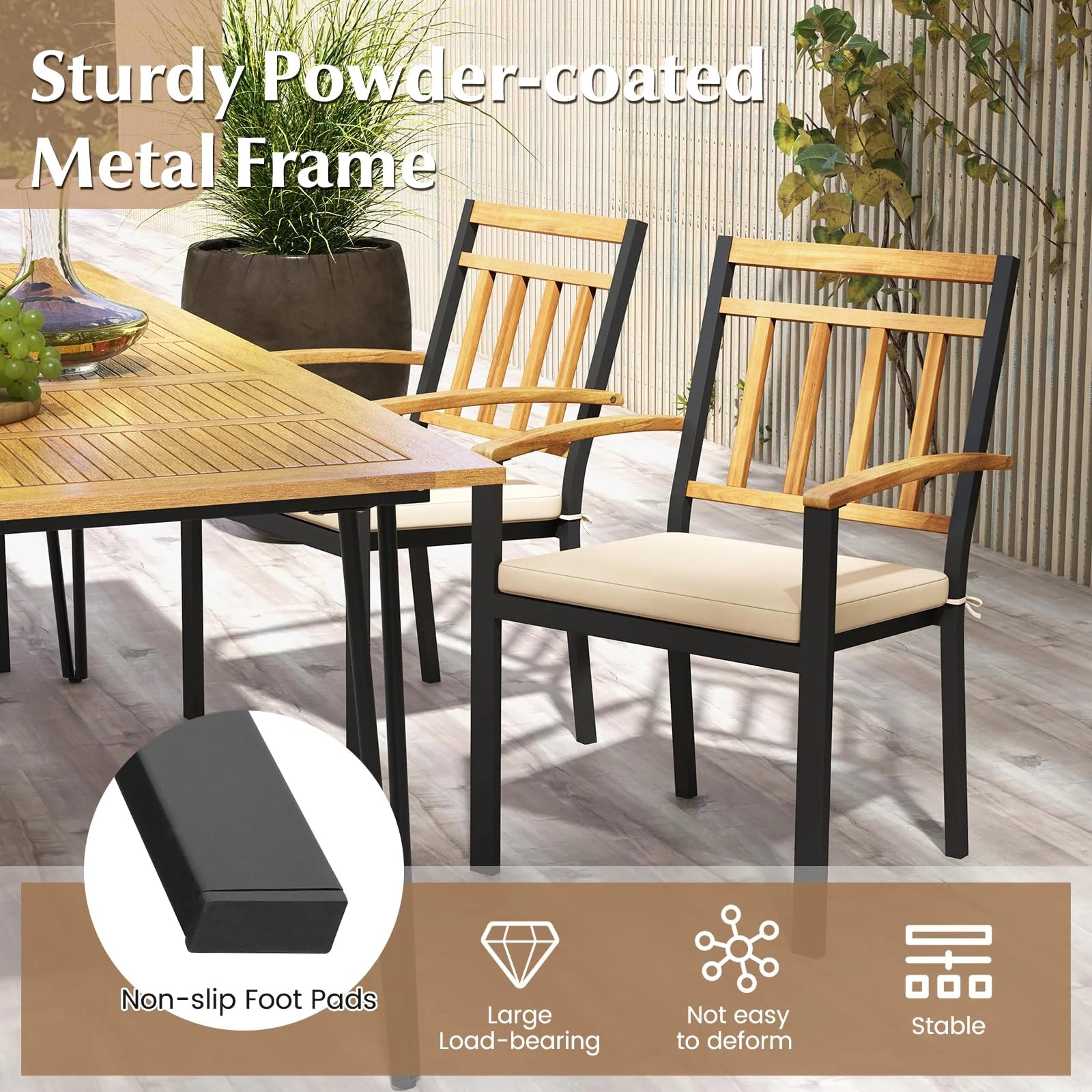 Tangkula 5 Piece Patio Wood Dining Set for Front Porch Yard Balcony and Poolside - Product image 8