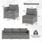 Tangkula Outdoor Patio 3 Seat Sofa Set - PE Rattan Modular Cushioned Sectional Couch Furniture Set - Product image 3