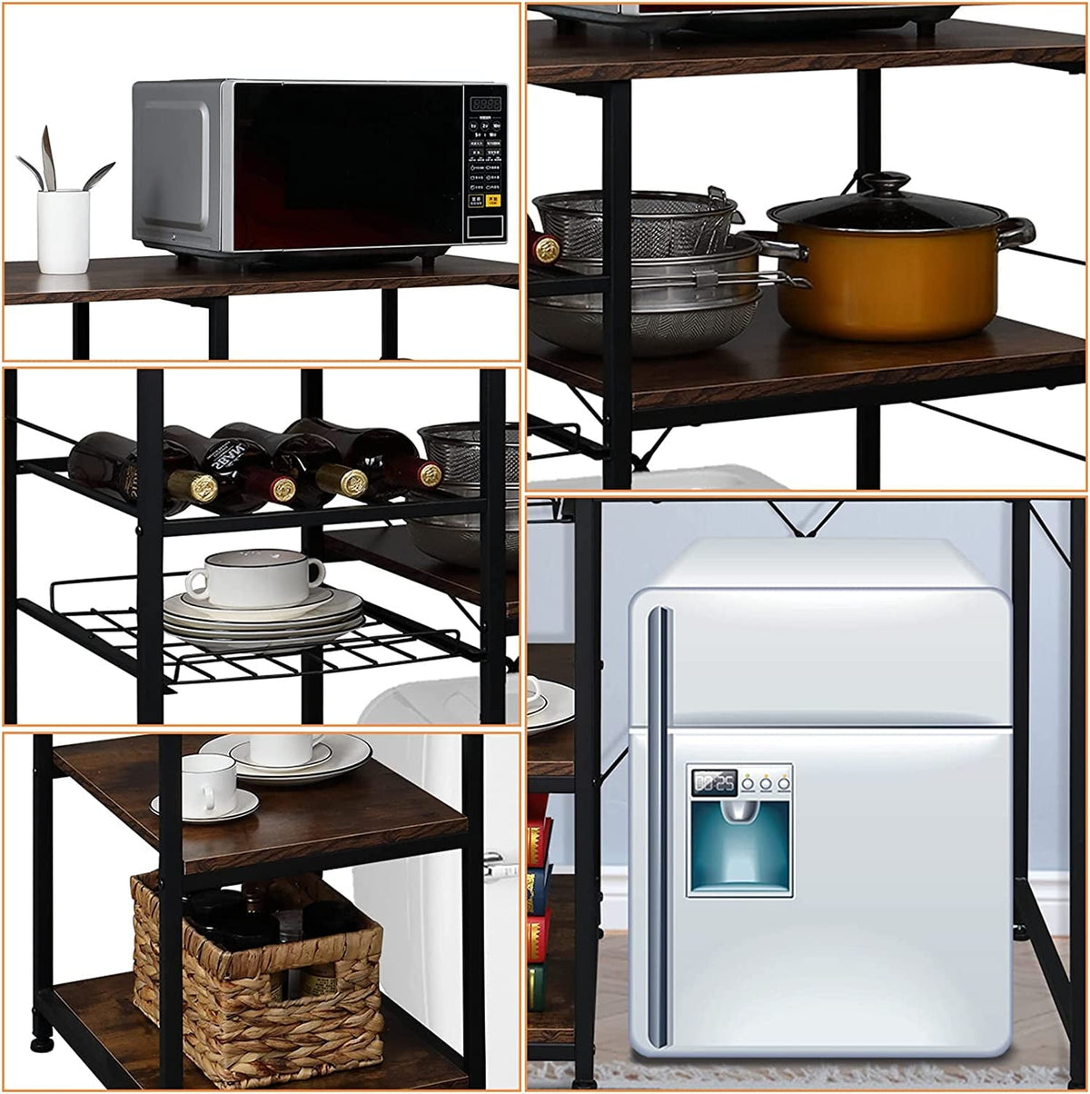 Microwave Stand 4-Tiers Kitchen Storage Fit Mini Fridge Baker¡ ̄s Rack Shelving Utility Coffee Bar with Big - Product image 4