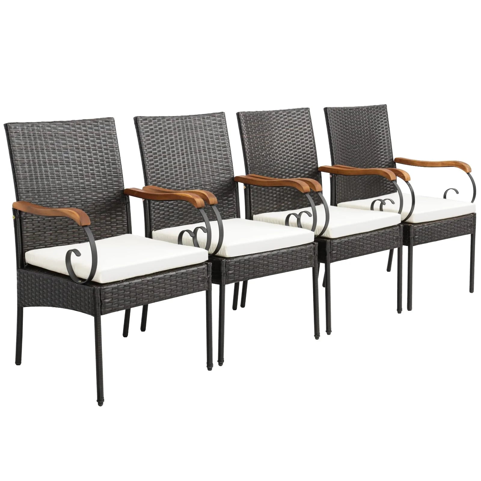 Set of 2, Outdoor PE Rattan Chairs with Soft Zippered Cushion, Heavy-Duty Metal Frame & All-Weather Wicker - Product image 10