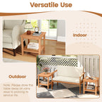Tangkula 2 Tier Acacia Wood Square End Table with Slatted Tabletop & Storage Shelf - Product image 7