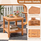 Tangkula 2 Tier Acacia Wood Square End Table with Slatted Tabletop & Storage Shelf - Product image 5