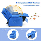 Kids Recliner Chair PU Leather Adjustable Lounge Sofa with Cup Holder, 3 Pockets & Retractable Footrest - Product image 41