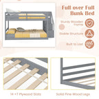 Full Over Full Bunk Bed with Storage Stairs, Solid Wood Floor Bunk Bed with Full-Length Guardrails - Product image 16