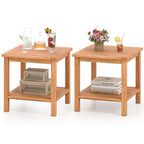 Tangkula 2 Tier Acacia Wood Square End Table with Slatted Tabletop & Storage Shelf - Product image 10