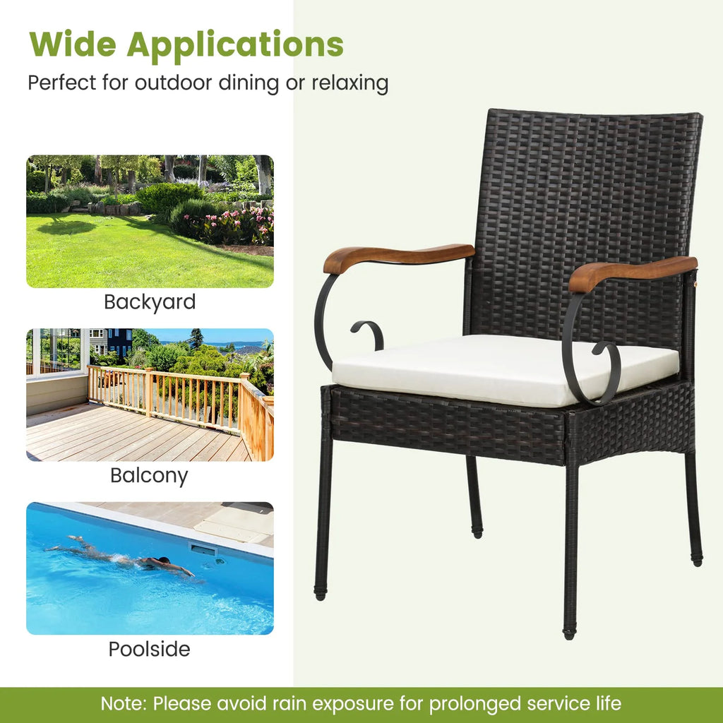 Set of 2, Outdoor PE Rattan Chairs with Soft Zippered Cushion, Heavy-Duty Metal Frame & All-Weather Wicker - Product image 9