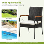 Set of 2, Outdoor PE Rattan Chairs with Soft Zippered Cushion, Heavy-Duty Metal Frame & All-Weather Wicker - Product image 9