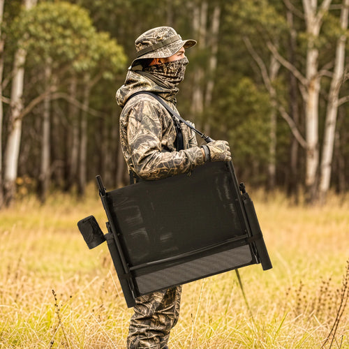 AECOJOY 360 Degree Silent Swivel Hunting Blind Chair with Bottle Rack,  Adjustable Height Camo Portable Foldable Outdoor Hunting and Fishing Chair