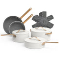 Beautiful 12pc Ceramic Non-Stick Cookware Set, White Icing by Drew Barrymore - Product image 1
