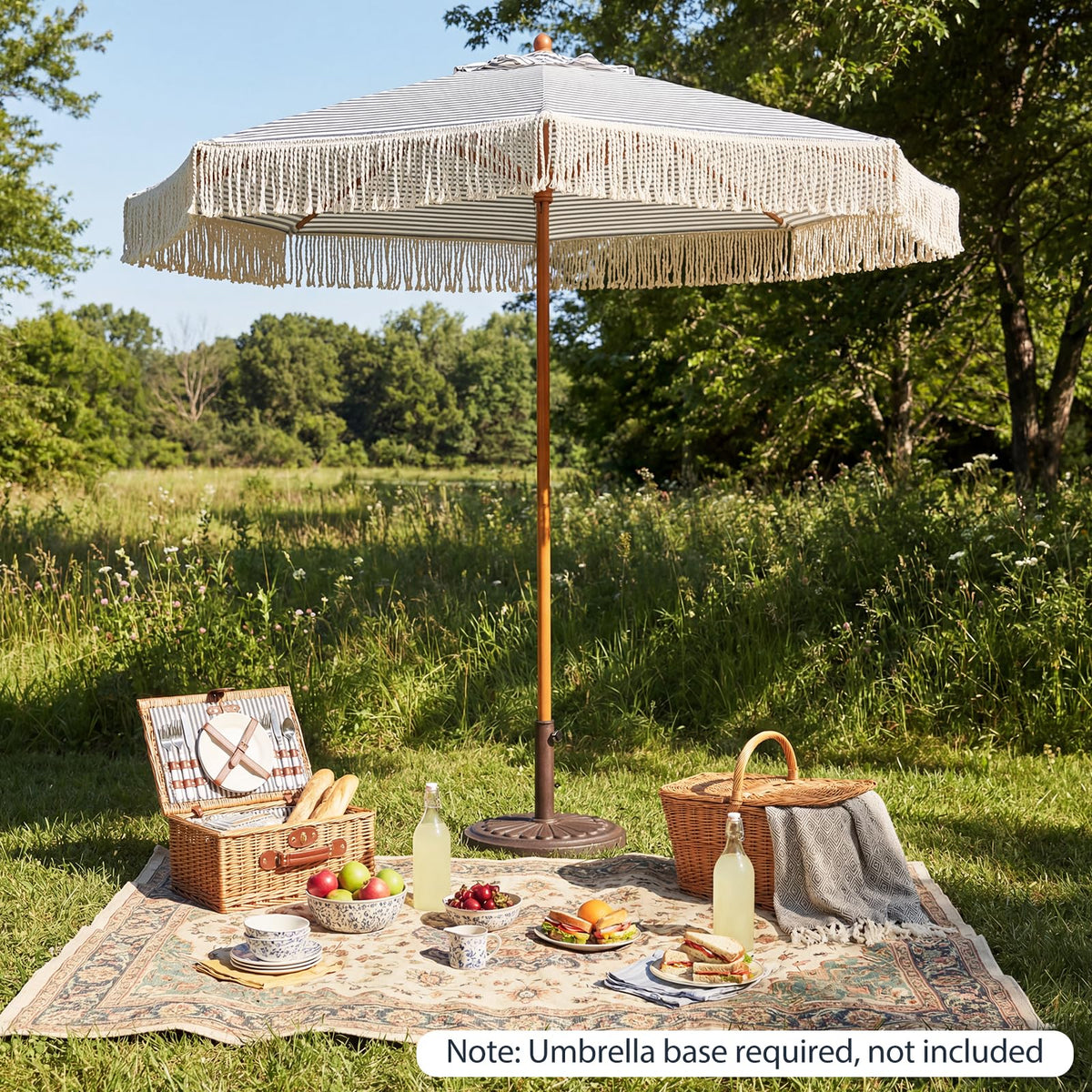 Tangkula 7Ft Patio Umbrella with Fringe for Deck Backyard Poolside - Product image 2