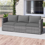 Tangkula Outdoor Patio 3 Seat Sofa Set - PE Rattan Modular Cushioned Sectional Couch Furniture Set - Product image 4