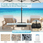 AECOJOY Patio Umbrella Base, 220 lbs Heavy Duty Sand Filled Weighted Umbrella Stand with 2 Sandbags - Product image 6