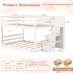 Full Over Full Bunk Bed with Storage Stairs, Solid Wood Floor Bunk Bed with Full-Length Guardrails - Product image 9