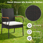 Set of 2, Outdoor PE Rattan Chairs with Soft Zippered Cushion, Heavy-Duty Metal Frame & All-Weather Wicker - Product image 7