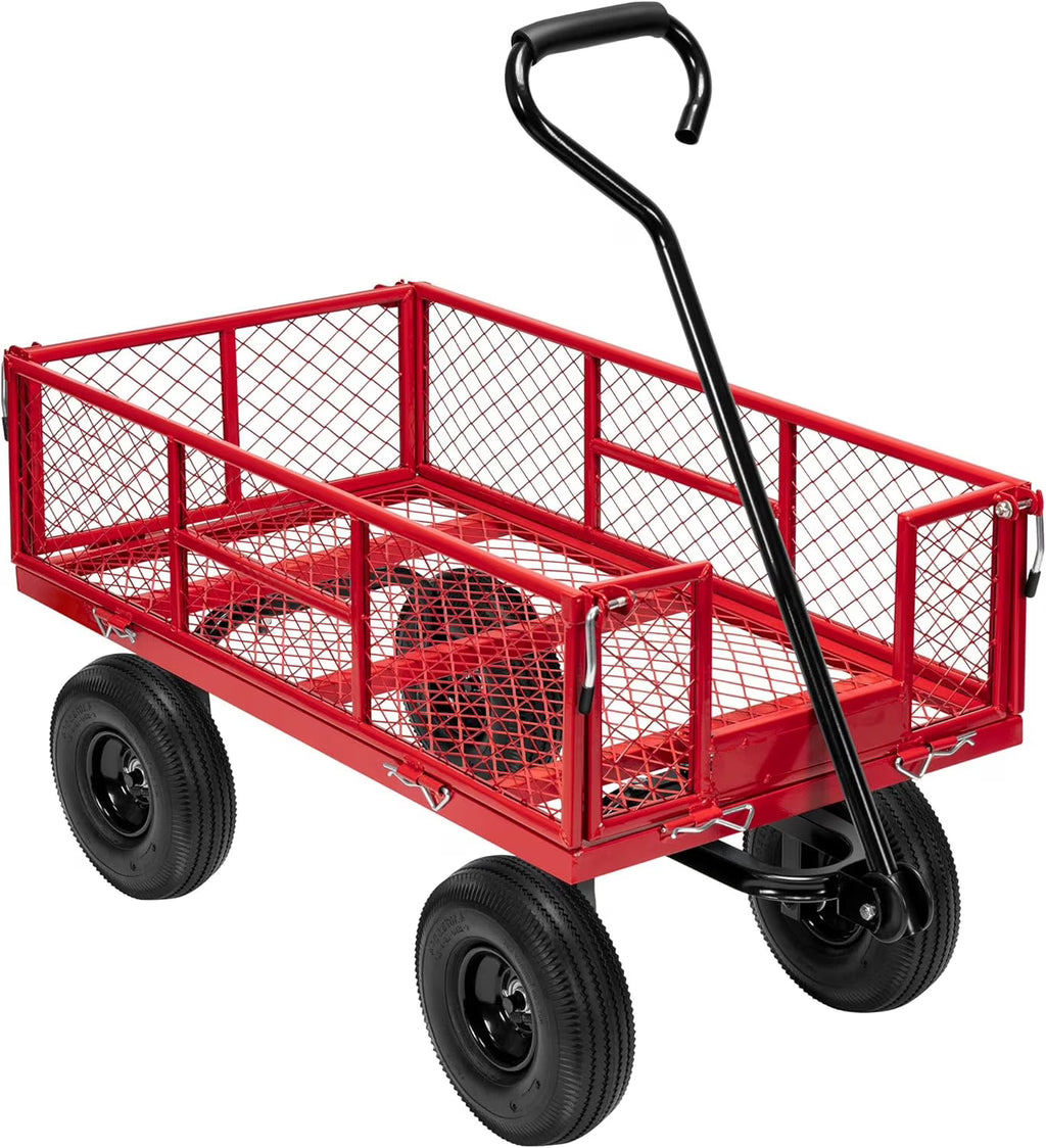 SPECSTAR Mesh Steel Garden Cart 880 lb Capacity, 38" x 21" Folding Utility Wagon with 10 in Wheels - Product image 1